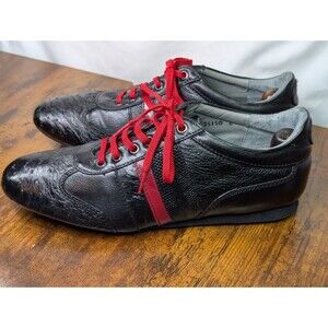 Franco Cuadra Lizard & Ostrich/Calf Sneakers Leather Black/Red  US 8.5 Mex 27.5